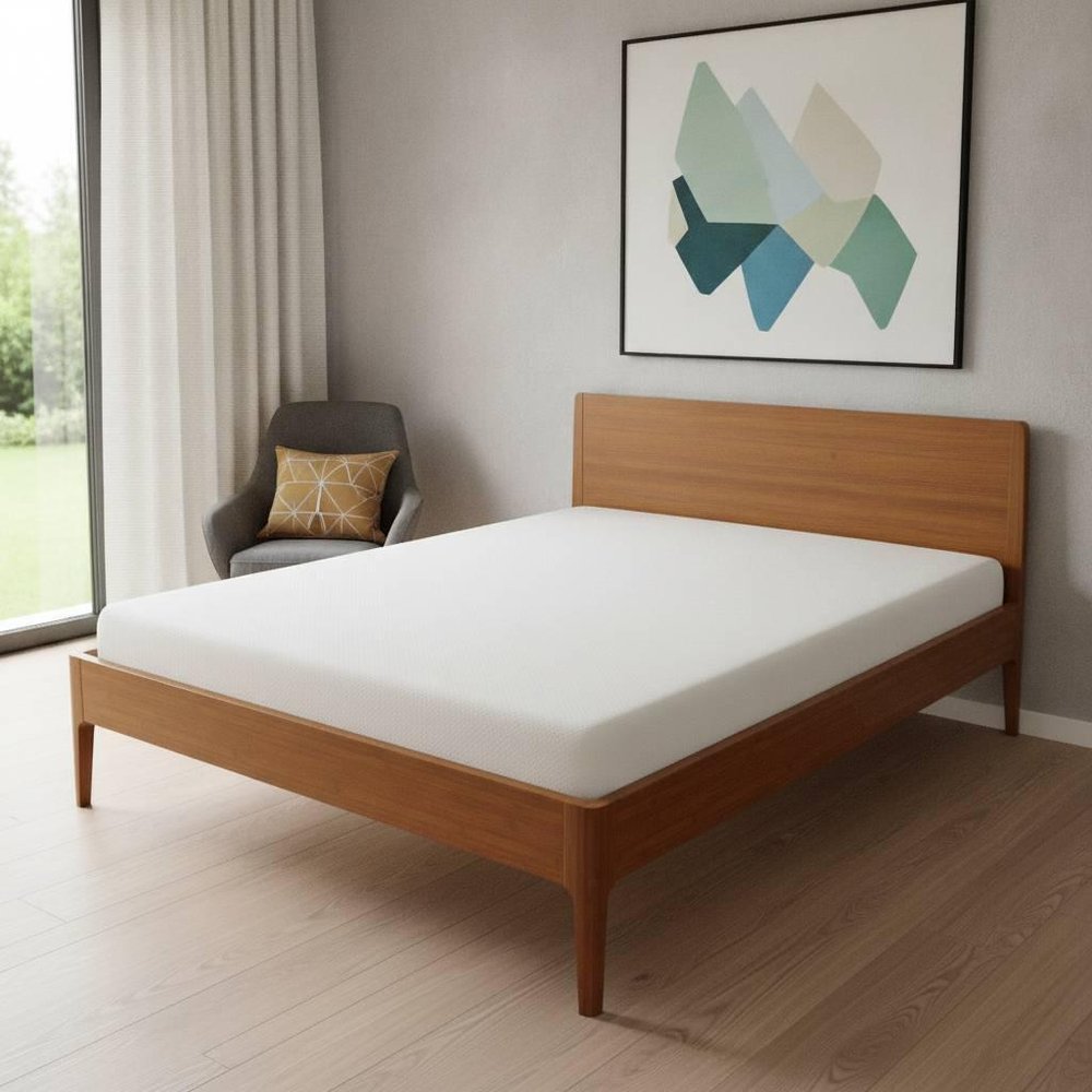 Brown Solid Wood And Metal Queen Bed Frame — view 6