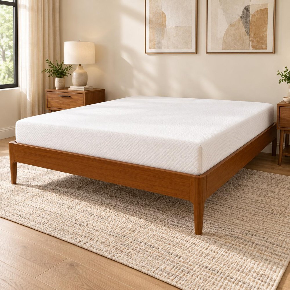 Brown Solid Wood Queen Bed Frame — view 6