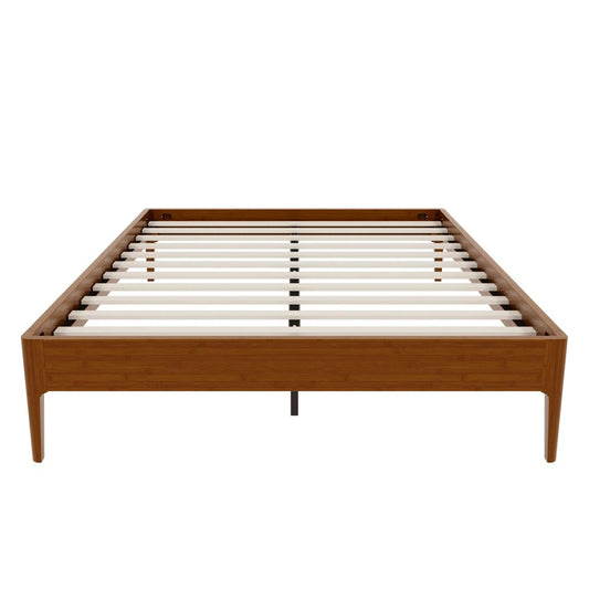 Brown Solid Wood And Metal Queen Bed Frame