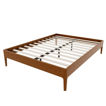 Brown Solid Wood Queen Bed Frame