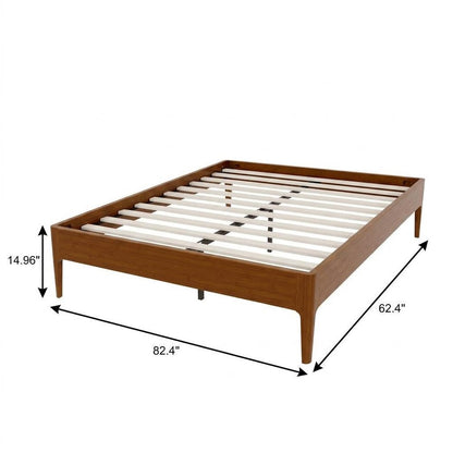Brown Solid Wood And Metal Queen Bed Frame HomeRoots