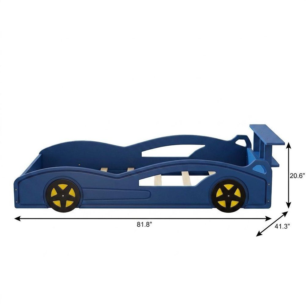 Red Solid Wood Twin Race Car Bed — view 7