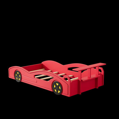 Red Solid Wood Twin Race Car Bed