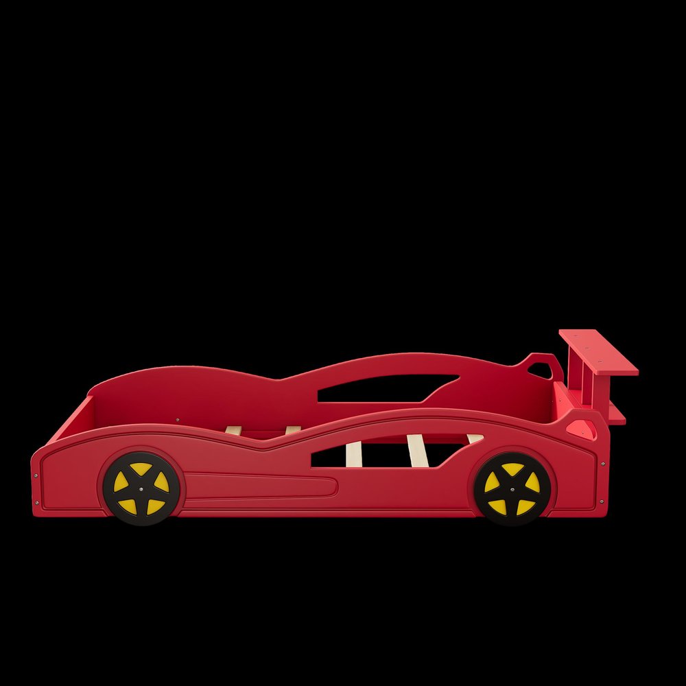 Red Solid Wood Twin Race Car Bed — view 8