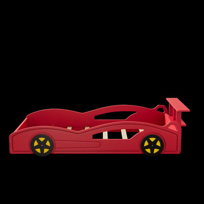 Red Solid Wood Twin Race Car Bed