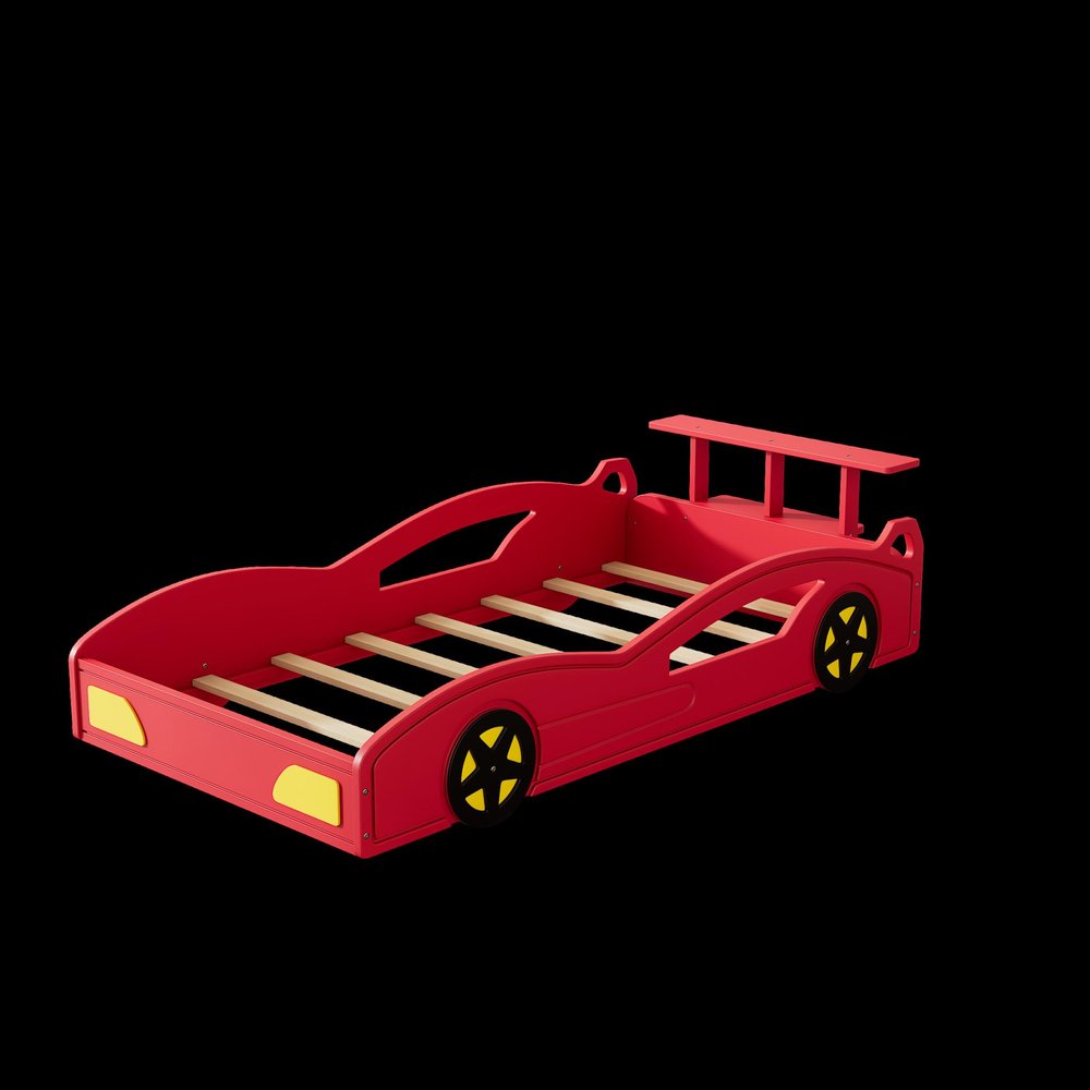 Red Solid Wood Twin Race Car Bed — view 10