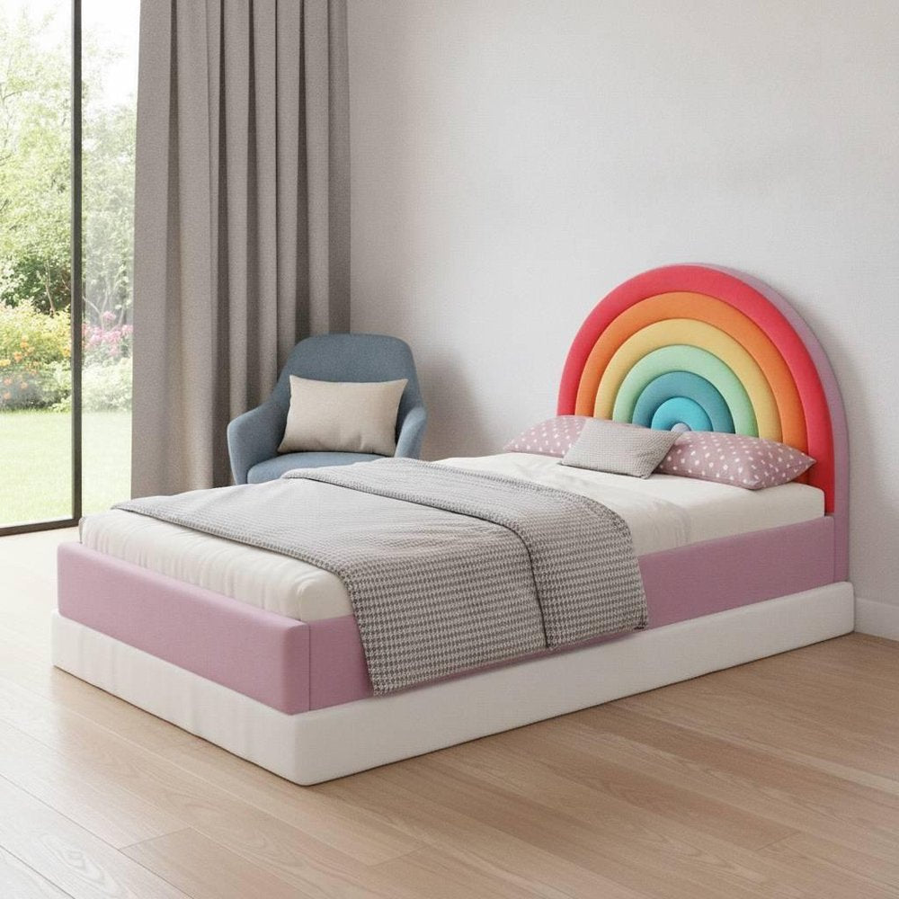 Rainbow And Pink Solid Wood And Upholstery Upholstered Twin Rainbow — view 6