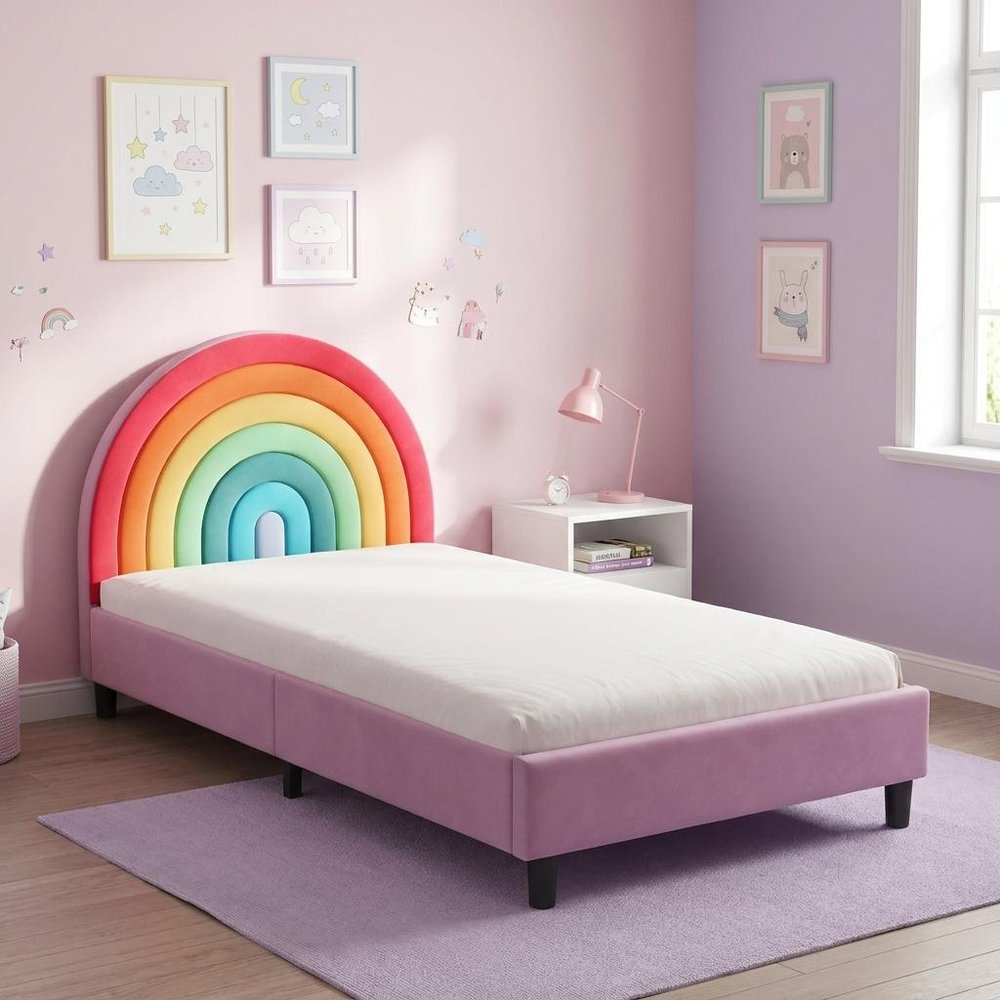 Rainbow And Pink Solid Wood And Upholstery Upholstered Twin Rainbow — view 7