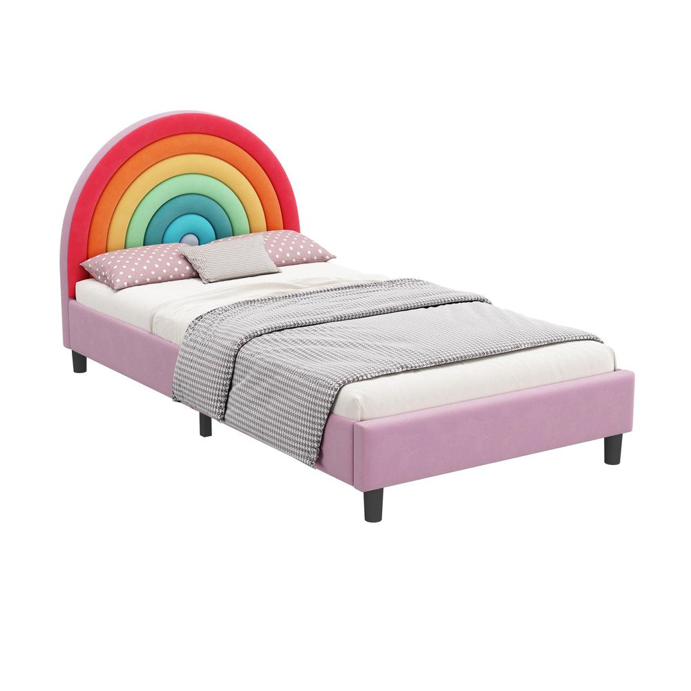 Rainbow And Pink Solid Wood And Upholstery Upholstered Twin Rainbow — view 1