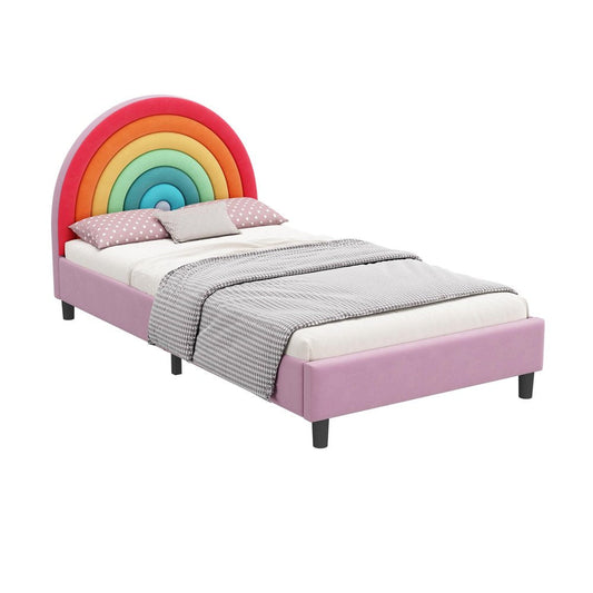 Rainbow And Pink Solid Wood And Upholstery Upholstered Twin Rainbow