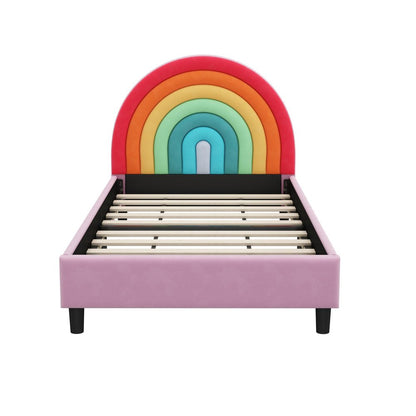 Rainbow And Pink Solid Wood And Upholstery Upholstered Twin Rainbow HomeRoots