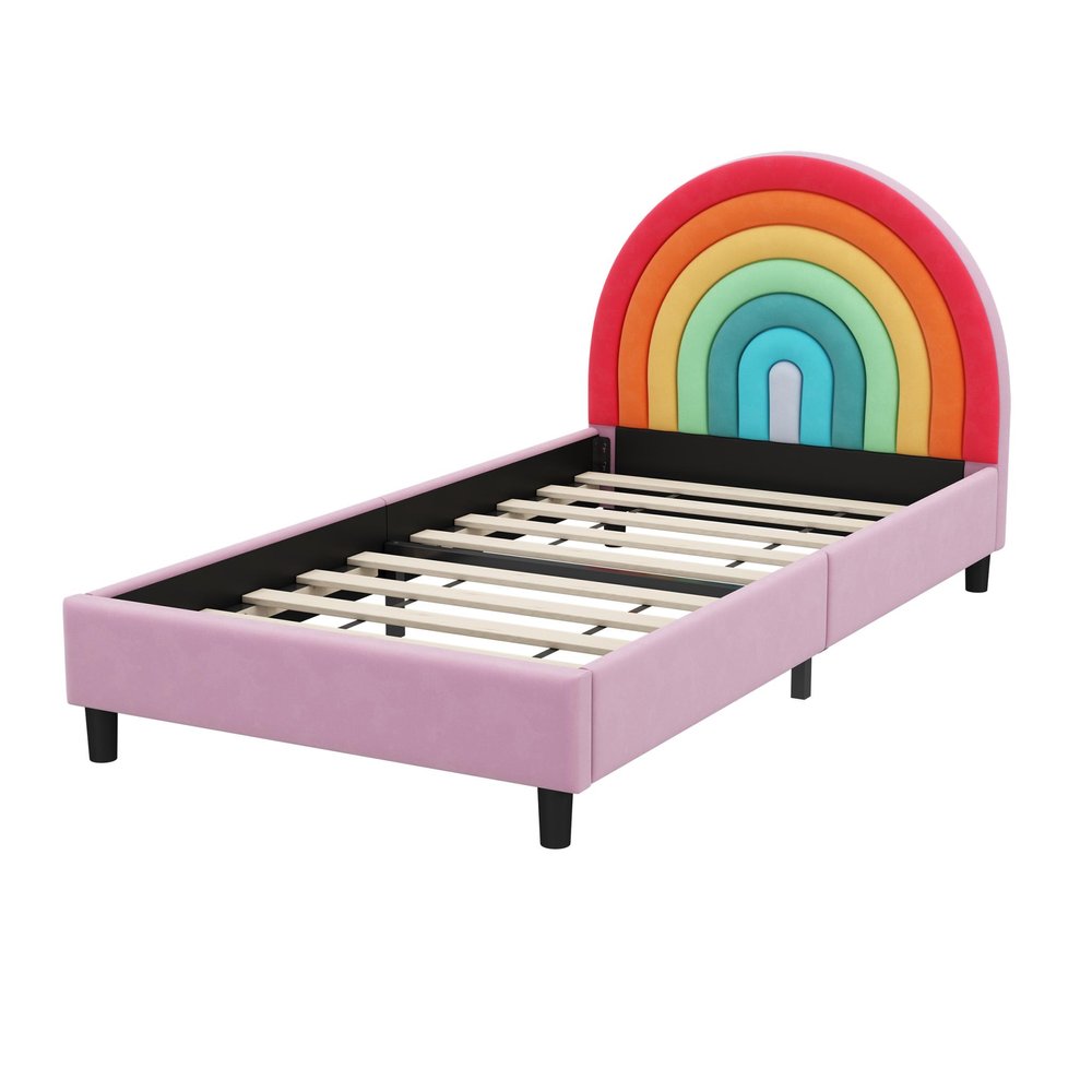 Rainbow And Pink Solid Wood And Upholstery Upholstered Twin Rainbow — view 3