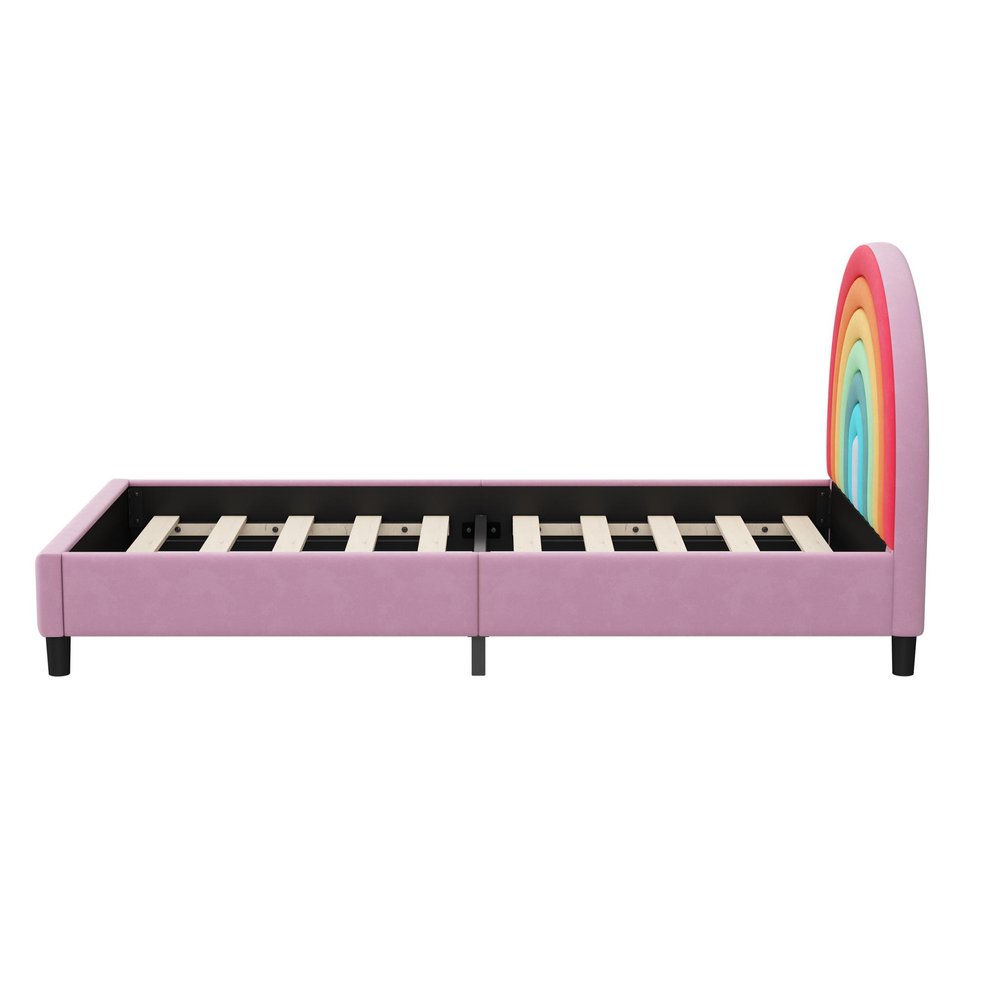 Rainbow And Pink Solid Wood And Upholstery Upholstered Twin Rainbow HomeRoots