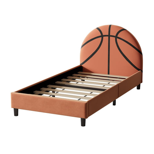 Orange And Black Basketball Upholstered Twin