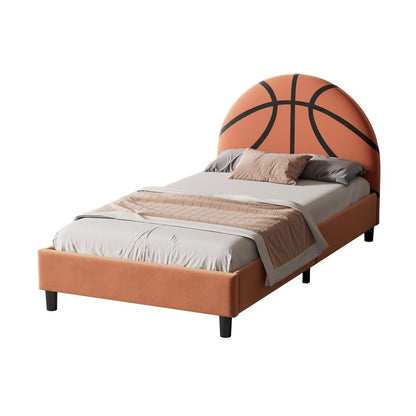 Orange And Black Basketball Upholstered Twin HomeRoots