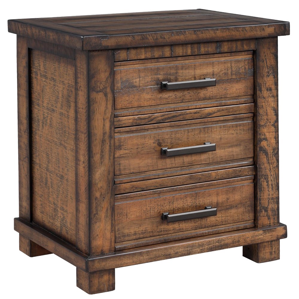 25" Natural Solid Wood Three Drawer Nightstand — view 2