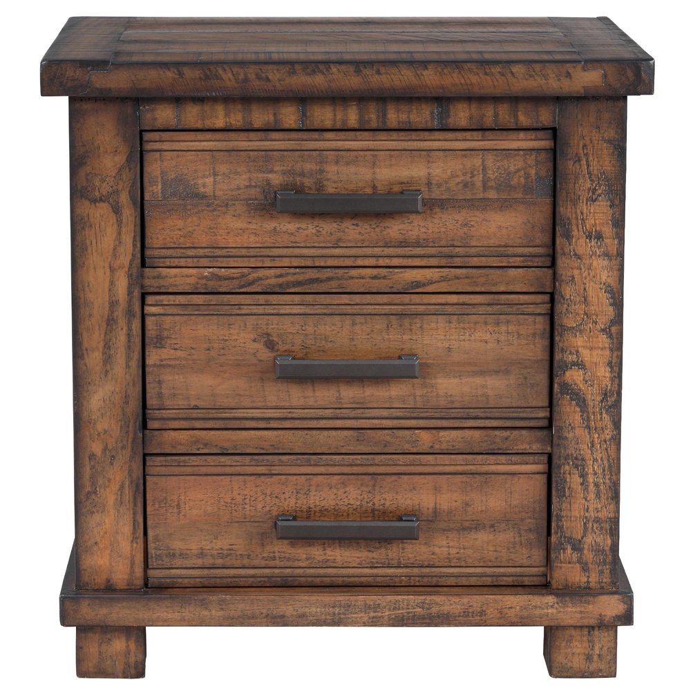 25" Natural Solid Wood Three Drawer Nightstand — view 3