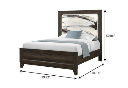 Brown Wood And Upholstery Lighted Upholstered Twin Bed Frame HomeRoots