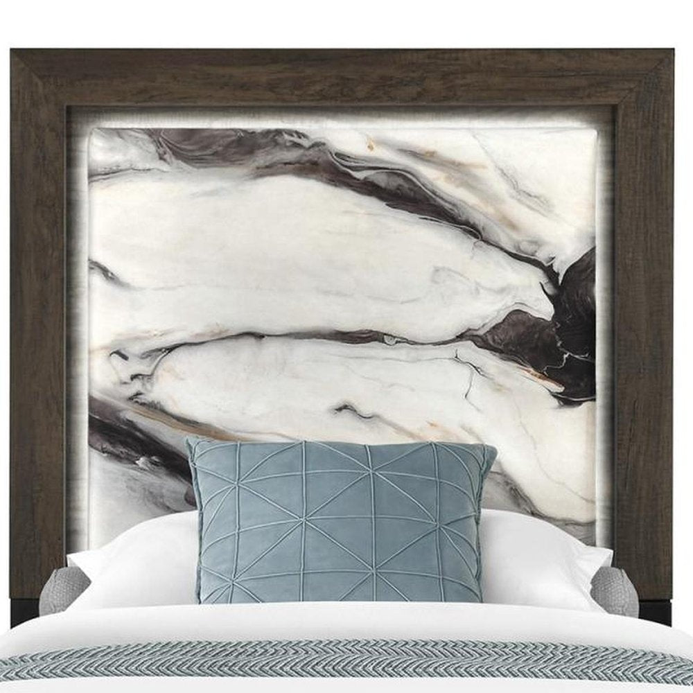Brown Wood And Upholstery Lighted Upholstered Twin Bed Frame — view 5