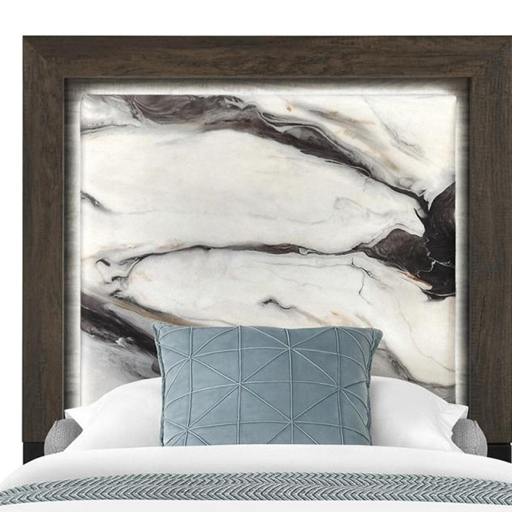Brown Wood And Upholstery Lighted Upholstered Twin Bed Frame HomeRoots