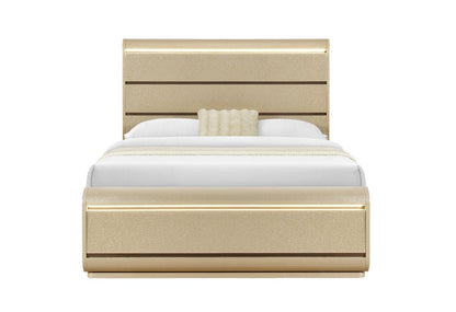 Gold Wood Lighted Queen Bed Frame HomeRoots