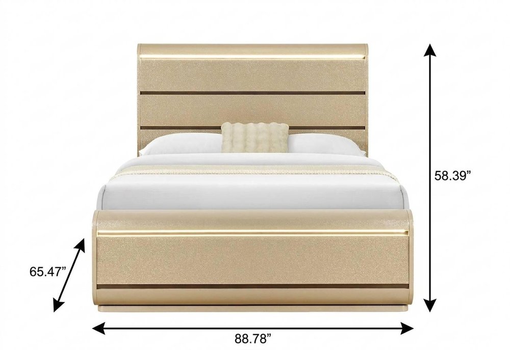 Gold Wood Lighted Queen Bed Frame HomeRoots