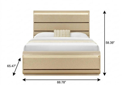 Gold Wood Lighted Queen Bed Frame HomeRoots