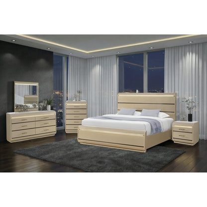 Gold Wood Lighted Queen Bed Frame HomeRoots