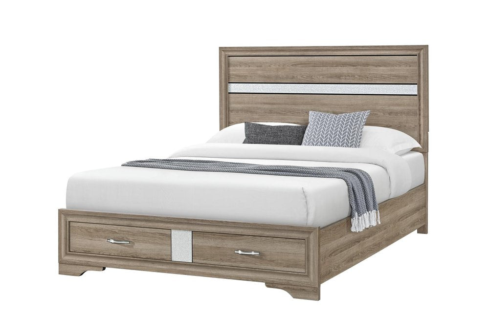 Brown And Natural Wood Full Bed Frame — view 1