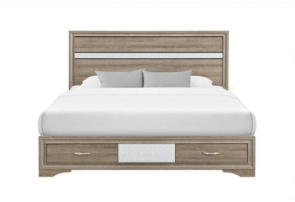 Brown Wood King Bed Frame With Drawers HomeRoots