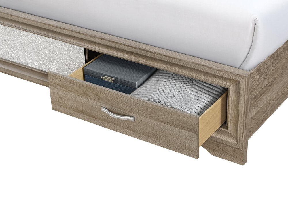 Brown Wood King Bed Frame With Drawers — view 2