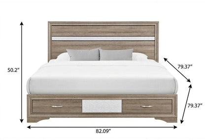 Brown Wood King Bed Frame With Drawers HomeRoots