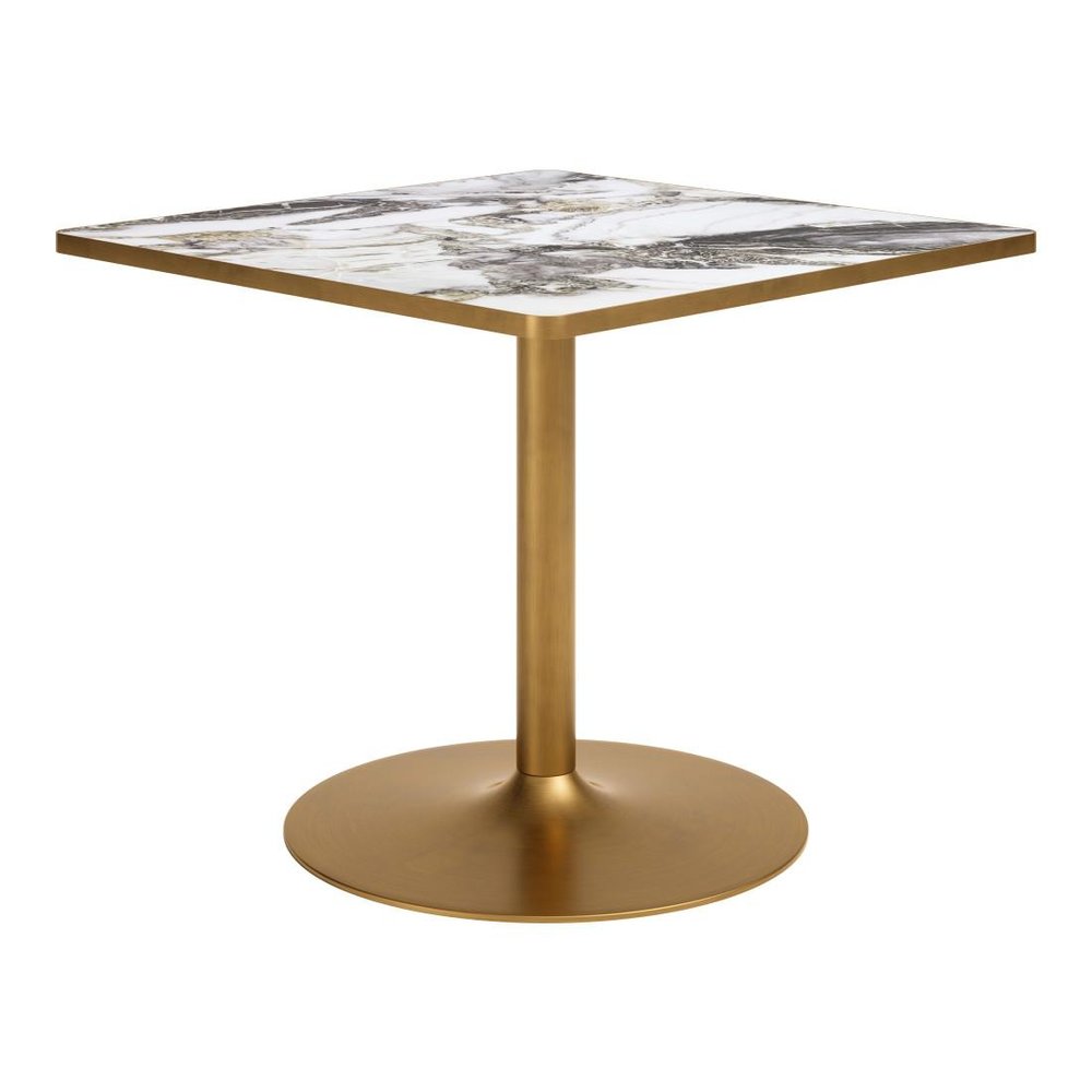 36" Gray And Black Faux Marble And Steel Pedestal Base Square Dining Table — view 23