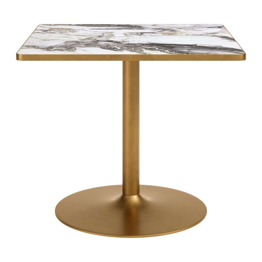 36" Gray And Black Faux Marble And Steel Pedestal Base Square Dining Table — view 21