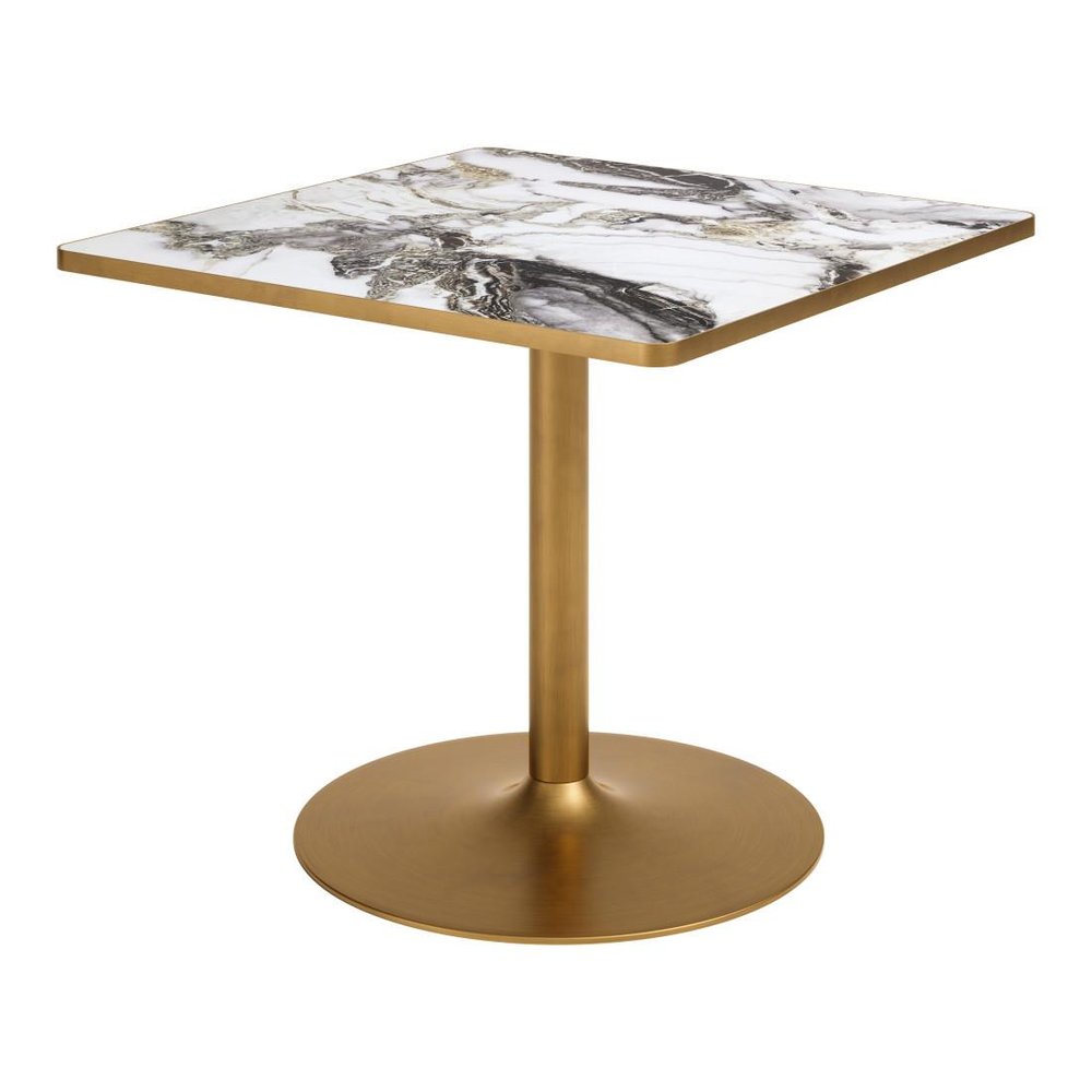 36" Gray And Black Faux Marble And Steel Pedestal Base Square Dining Table — view 22
