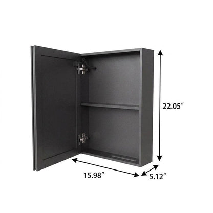 5" Black Glass Wall Mounted No Textural Detailing Single Door Medicine Cabinet HomeRoots