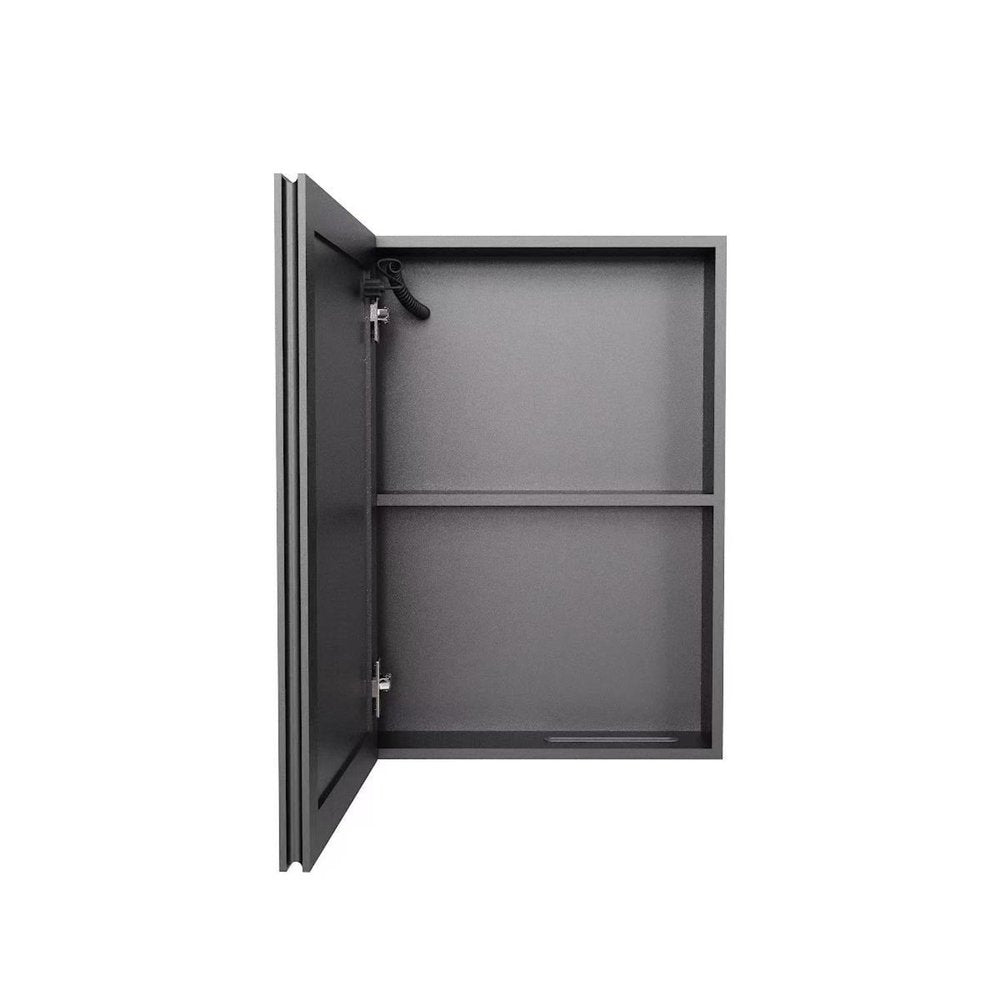 5" Black Glass Wall Mounted No Textural Detailing Single Door Medicine Cabinet HomeRoots