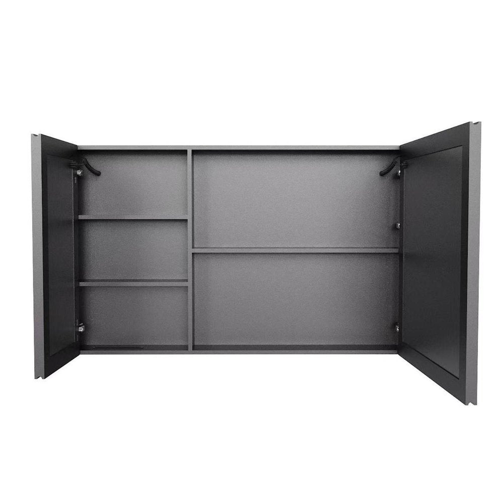 5" Black Glass Wall Mounted No Textural Detailing Double Door Medicine Cabinet — view 2