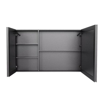 5" Black Glass Wall Mounted No Textural Detailing Double Door Medicine Cabinet HomeRoots