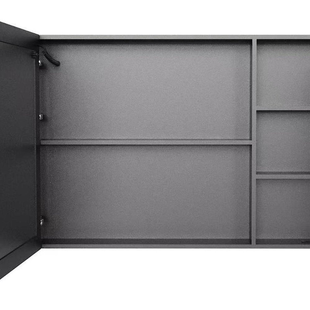 5" Black Glass Wall Mounted No Textural Detailing Double Door Medicine Cabinet HomeRoots