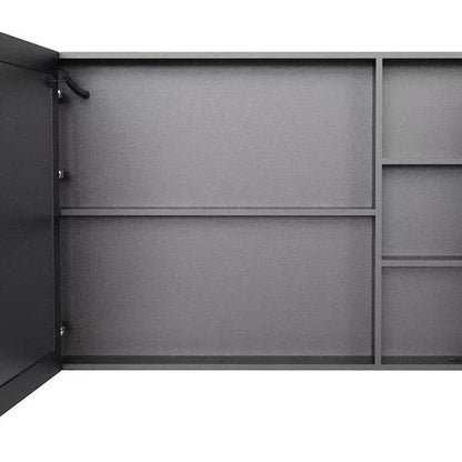 5" Black Glass Wall Mounted No Textural Detailing Double Door Medicine Cabinet HomeRoots