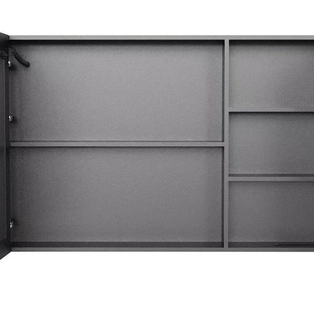 5" Black Glass Wall Mounted No Textural Detailing Double Door Medicine Cabinet — view 5