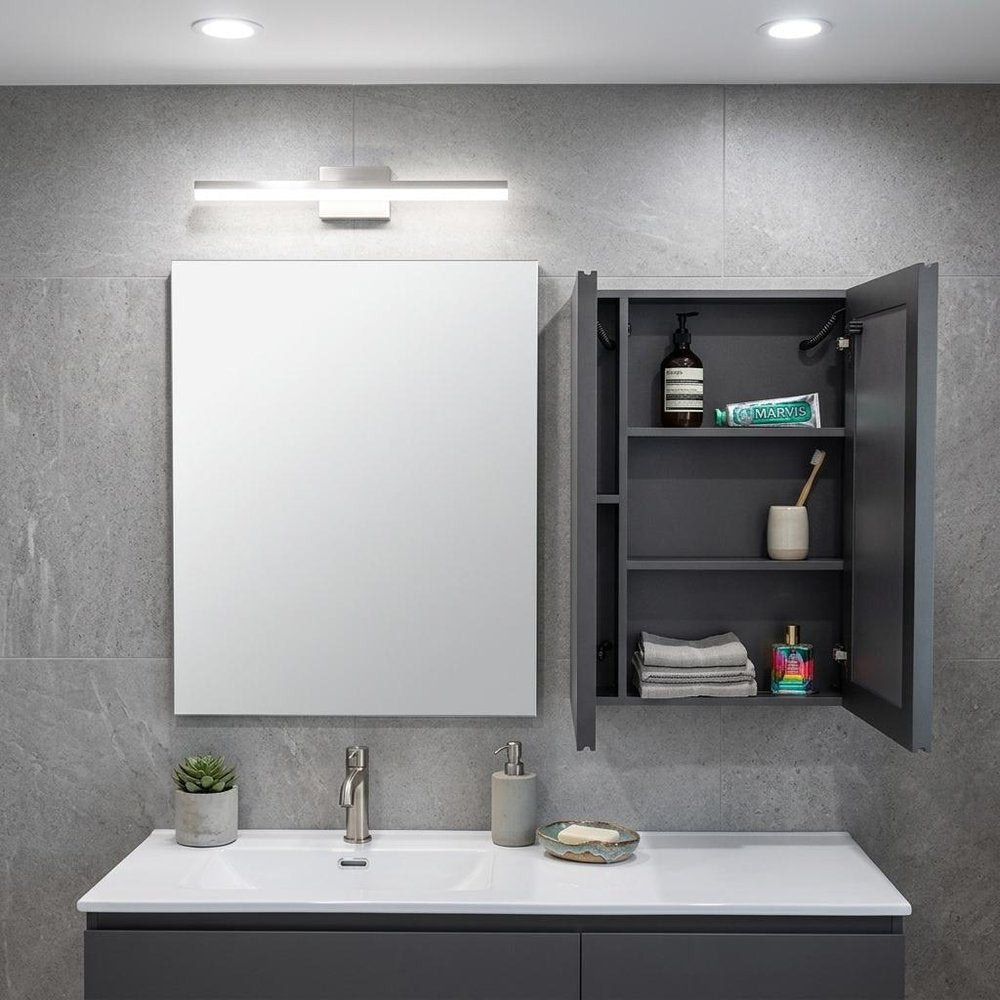 5" Black Glass Wall Mounted No Textural Detailing Double Door Medicine Cabinet — view 6