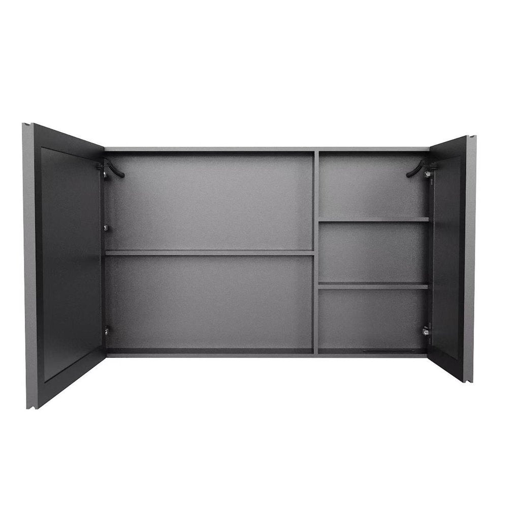 5" Black Glass Wall Mounted No Textural Detailing Double Door Medicine Cabinet HomeRoots