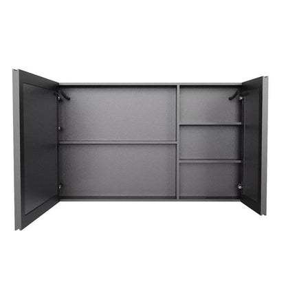 5" Black Glass Wall Mounted No Textural Detailing Double Door Medicine Cabinet HomeRoots