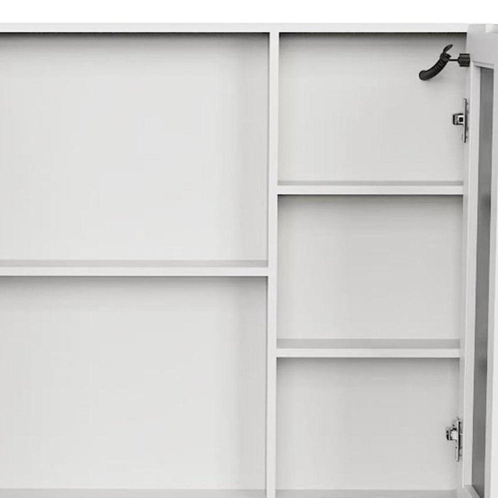 5" White Glass Wall Mounted No Textural Detailing Double Door Medicine Cabinet HomeRoots
