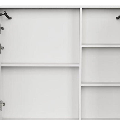 5" White Glass Wall Mounted No Textural Detailing Double Door Medicine Cabinet HomeRoots