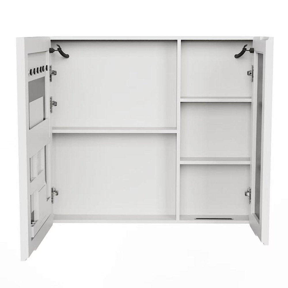 5" White Glass Wall Mounted No Textural Detailing Double Door Medicine Cabinet HomeRoots
