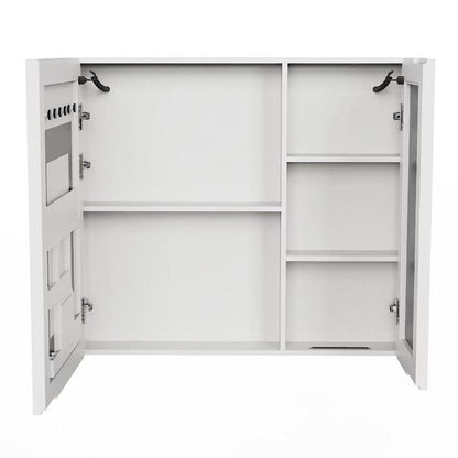 5" White Glass Wall Mounted No Textural Detailing Double Door Medicine Cabinet HomeRoots