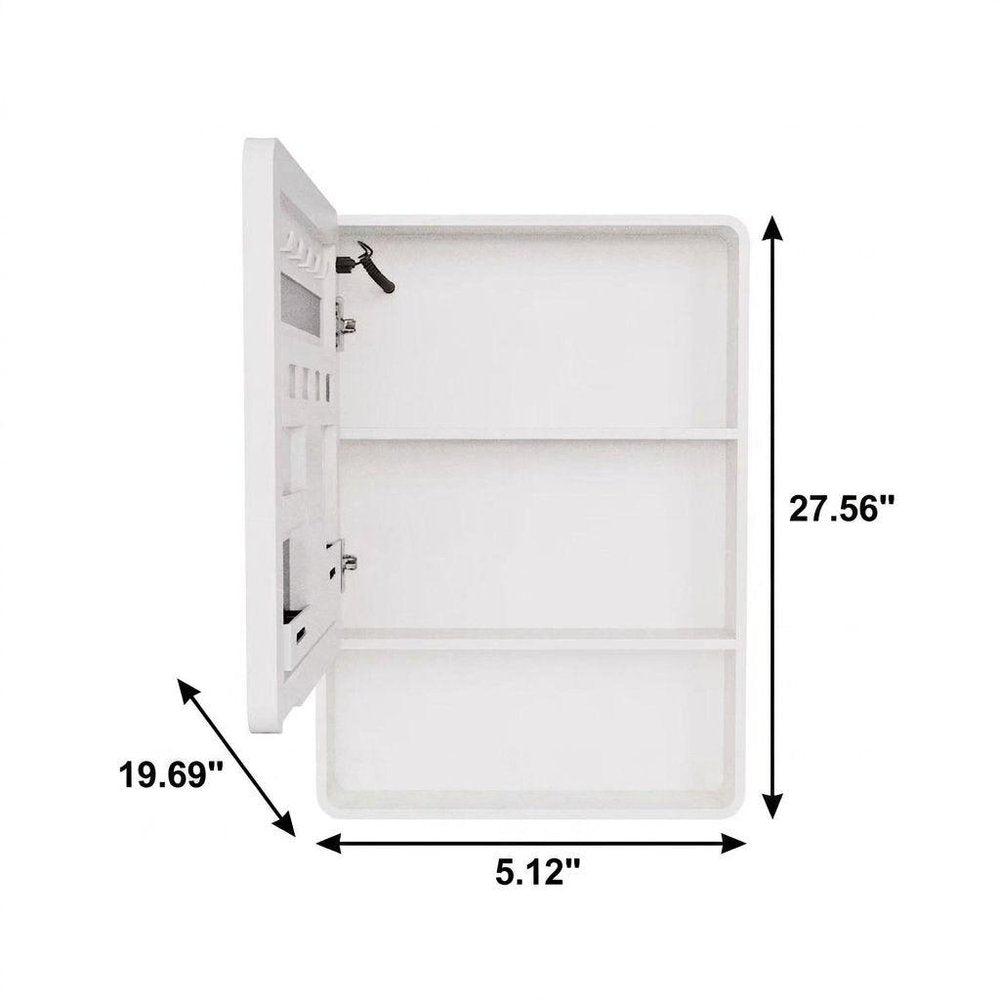 5" White Glass Wall Mounted No Textural Detailing Single Door Medicine Cabinet — view 2